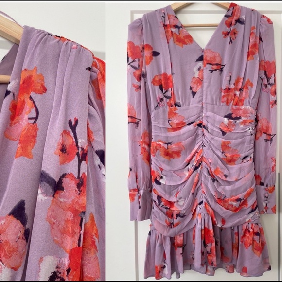 NICHOLAS Gathered Frill Lavender Dress - Picture 5 of 5